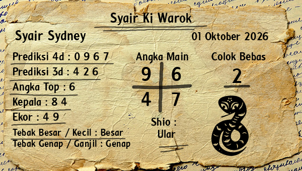 Syair Ki Warok - Syair Sydney